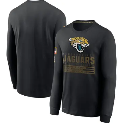 Men's Jacksonville Jaguars Black 2020 Salute to Service Sideline Performance Long Sleeve T-Shirt