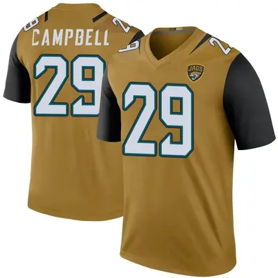 Men's Legend Tevaughn Campbell Jacksonville Jaguars Gold Color Rush Bold Jersey