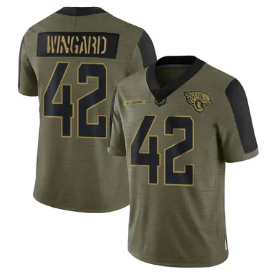 Men's Limited Andrew Wingard Jacksonville Jaguars Olive 2021 Salute To Service Jersey