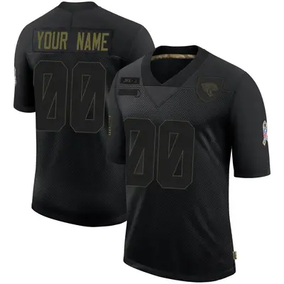 Men's Limited Custom Jacksonville Jaguars Black 2020 Salute To Service Jersey