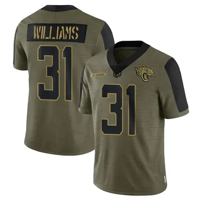 Men's Limited Darious Williams Jacksonville Jaguars Olive 2021 Salute To Service Jersey