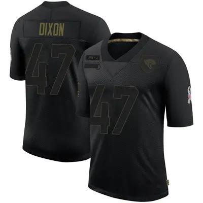 Men's Limited De'Shaan Dixon Jacksonville Jaguars Black 2020 Salute To Service Jersey