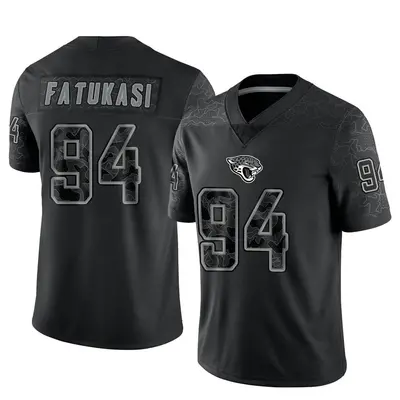 Men's Limited Folorunso Fatukasi Jacksonville Jaguars Black Reflective Jersey