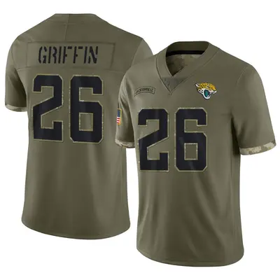 Men's Limited Shaquill Griffin Jacksonville Jaguars Olive 2022 Salute To Service Jersey