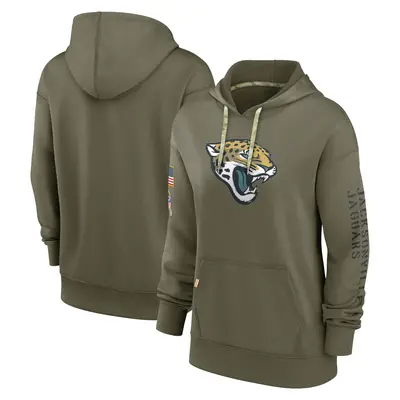 Women's Jacksonville Jaguars Olive 2022 Salute To Service Performance Pullover Hoodie