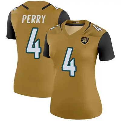 Women's Legend E.J. Perry Jacksonville Jaguars Gold Color Rush Bold Jersey