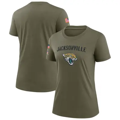 Women's Legend Jacksonville Jaguars Olive 2022 Salute To Service T-Shirt