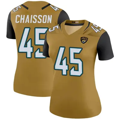 Women's Legend K'Lavon Chaisson Jacksonville Jaguars Gold Color Rush Bold Jersey