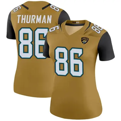 Women's Legend Nick Thurman Jacksonville Jaguars Gold Color Rush Bold Jersey
