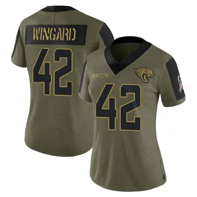 Women's Limited Andrew Wingard Jacksonville Jaguars Olive 2021 Salute To Service Jersey