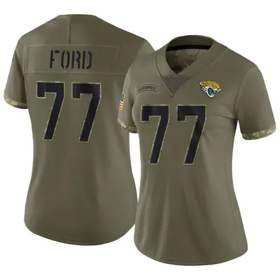 Women's Limited Nick Ford Jacksonville Jaguars Olive 2022 Salute To Service Jersey