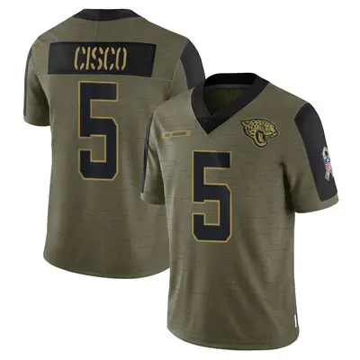 Youth Limited Andre Cisco Jacksonville Jaguars Olive 2021 Salute To Service Jersey