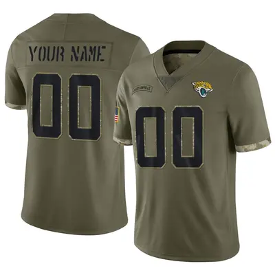 Youth Limited Custom Jacksonville Jaguars Olive 2022 Salute To Service Jersey