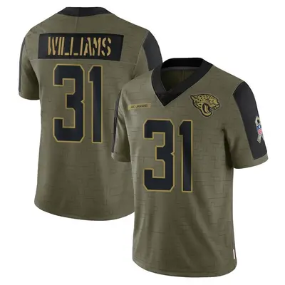 Youth Limited Darious Williams Jacksonville Jaguars Olive 2021 Salute To Service Jersey
