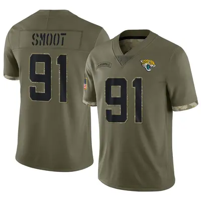 Youth Limited Dawuane Smoot Jacksonville Jaguars Olive 2022 Salute To Service Jersey
