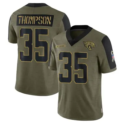 Youth Limited Deionte Thompson Jacksonville Jaguars Olive 2021 Salute To Service Jersey