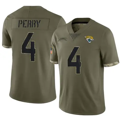 Youth Limited E.J. Perry Jacksonville Jaguars Olive 2022 Salute To Service Jersey