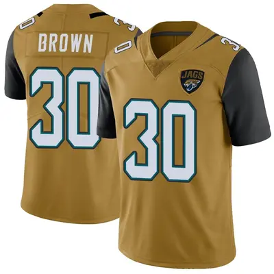 Youth Limited Montaric Brown Jacksonville Jaguars Gold Color Rush Vapor Untouchable Jersey
