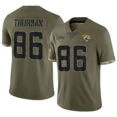 Youth Limited Nick Thurman Jacksonville Jaguars Olive 2022 Salute To Service Jersey