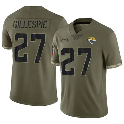 Youth Limited Tyree Gillespie Jacksonville Jaguars Olive 2022 Salute To Service Jersey